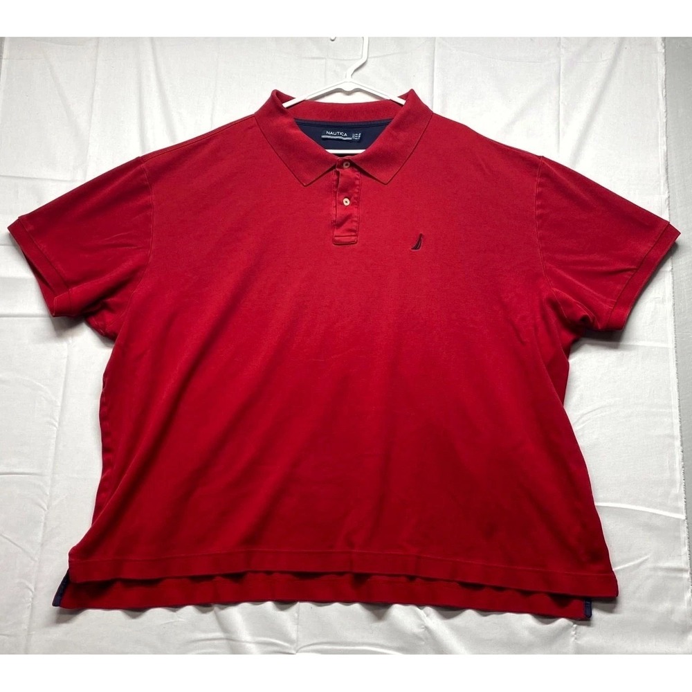 Nautica Polo Shirt Mens 4XL Red Short Sleeve Performance Golf Collared Logo